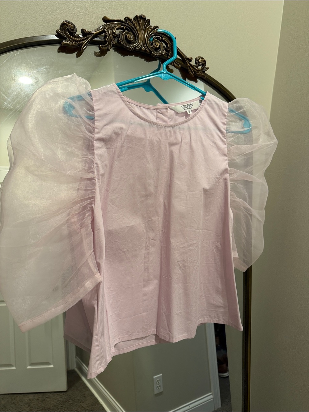 CROSBY by Mollie Burch Sheer Puff-Sleeve Blouse - Lilac color